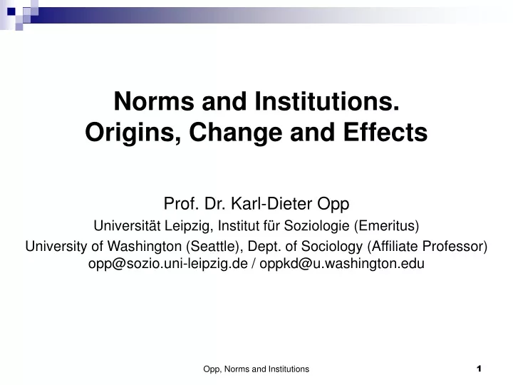 norms and institutions origins change and effects