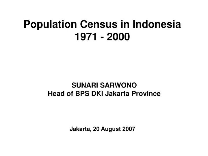 population census in indonesia 1971 2000