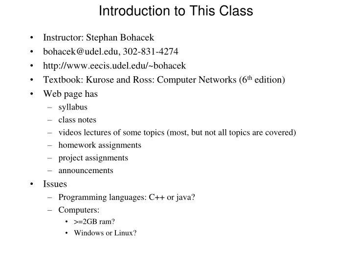 introduction to this class