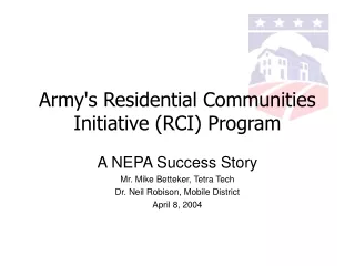 Army's Residential Communities Initiative (RCI) Program