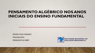 PENSAMENTO ALGÉBRICO NOS ANOS INICIAIS DO ENSINO FUNDAMENTAL