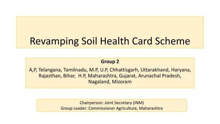 revamping soil health card scheme