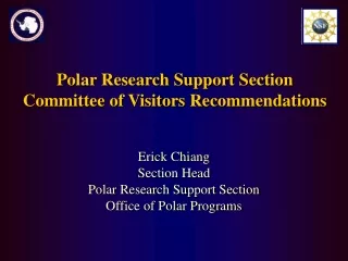 Polar Research Support Section Committee of Visitors Recommendations