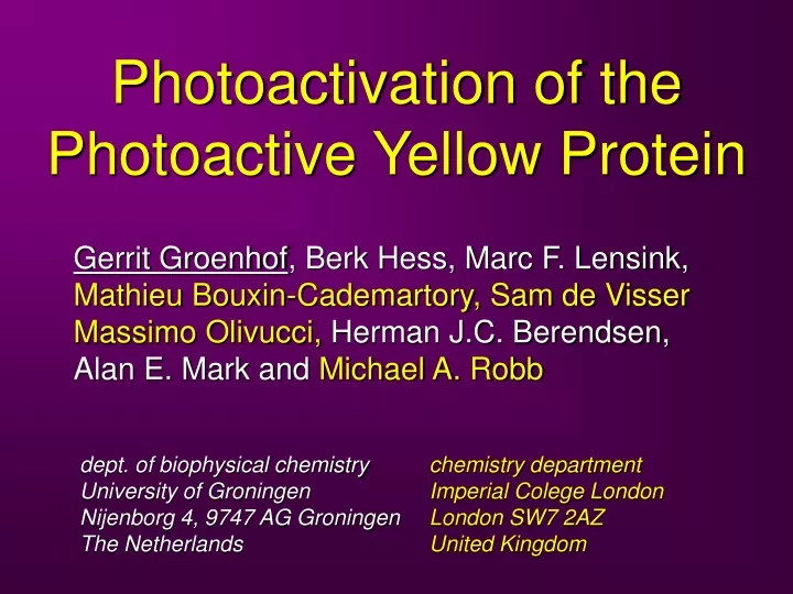 photoactivation of the photoactive yellow protein