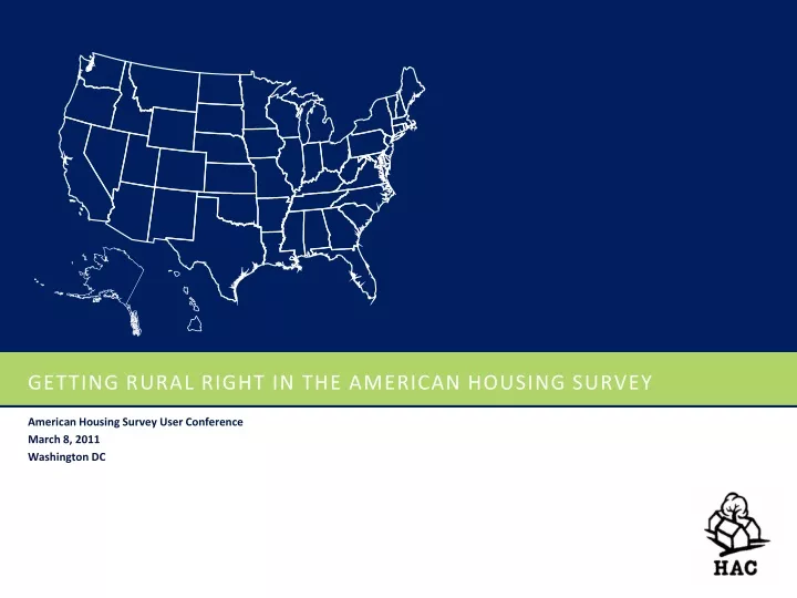 getting rural right in the american housing survey