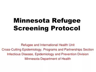 Minnesota Refugee Screening Protocol