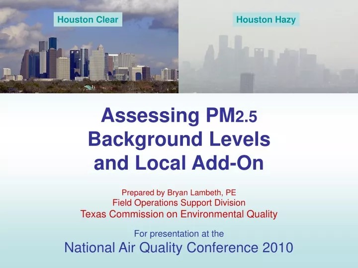 assessing pm 2 5 background levels and local add on