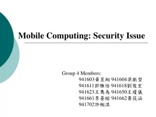 Mobile Computing: Security Issue