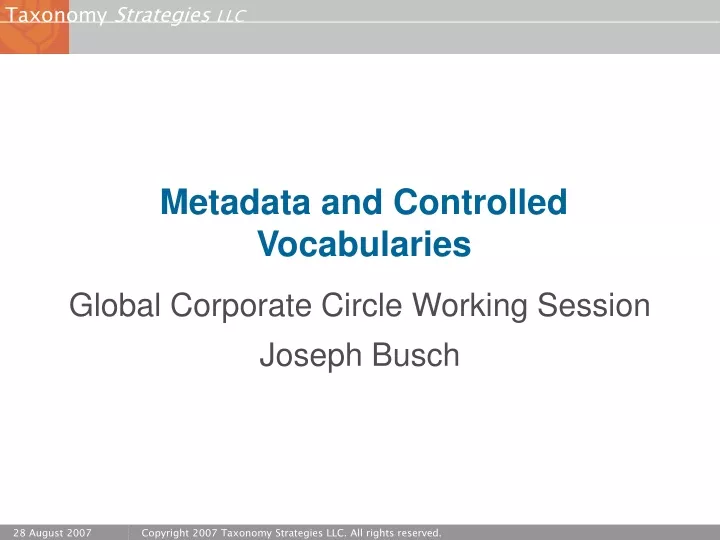 metadata and controlled vocabularies