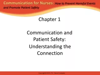 Chapter 1 Communication and  Patient Safety: