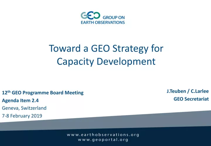 toward a geo strategy for capacity development