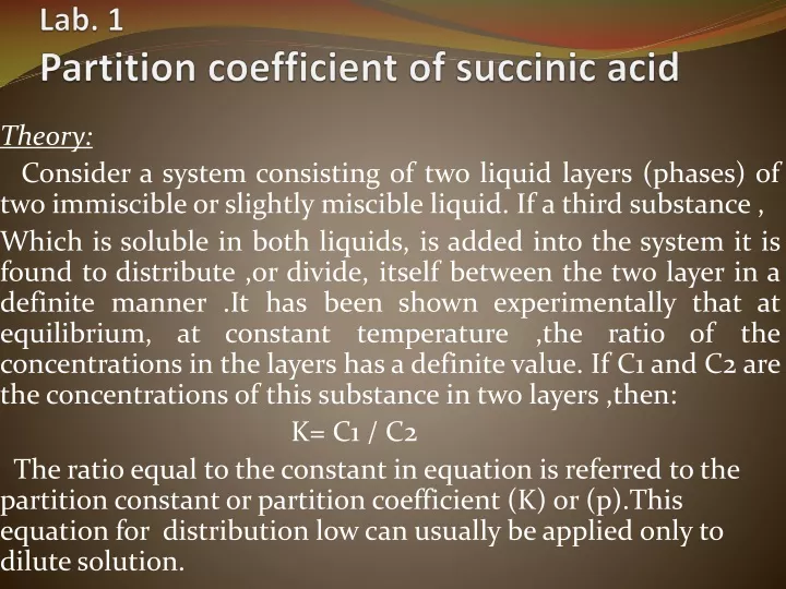 lab 1 partition coefficient of succinic acid