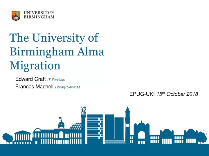 the university of birmingham alma migration