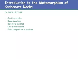 Introduction to the Metamorphism of Carbonate Rocks