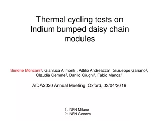 Thermal cycling tests on Indium bumped daisy chain modules