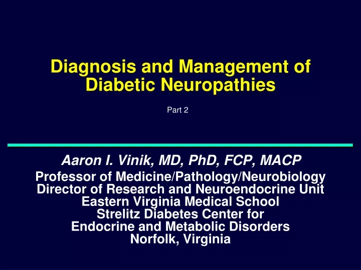 diagnosis and management of diabetic neuropathies