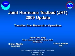 Joint Hurricane Testbed (JHT) 2009 Update Transition from Research to Operations
