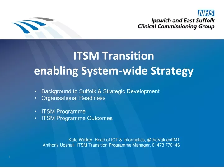 itsm transition enabling system wide strategy
