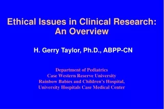 Ethical Issues in Clinical Research: An Overview