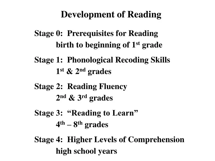 development of reading