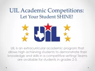 UIL Academic Competitions:  Let Your Student SHINE!