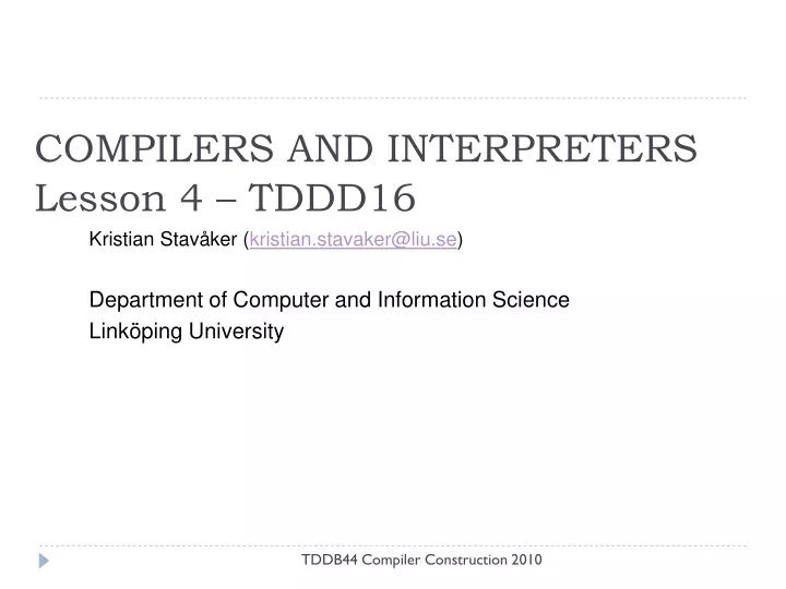 compilers and interpreters lesson 4 tddd16
