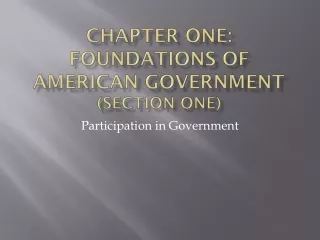 Chapter One: Foundations of American Government  (Section one)