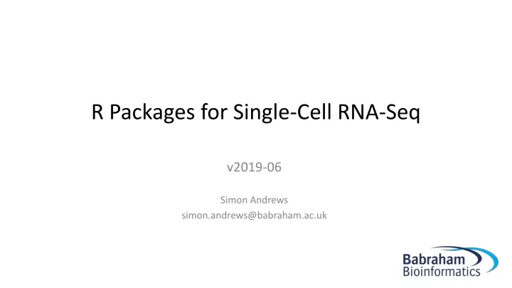 r packages for single cell rna seq