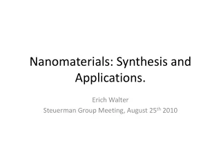 Nanomaterials: Synthesis and Applications.