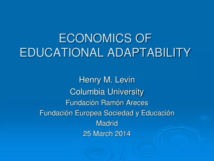 economics of educational adaptability