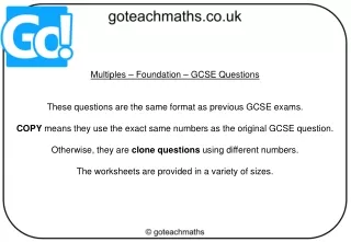 Multiples – Foundation – GCSE Questions