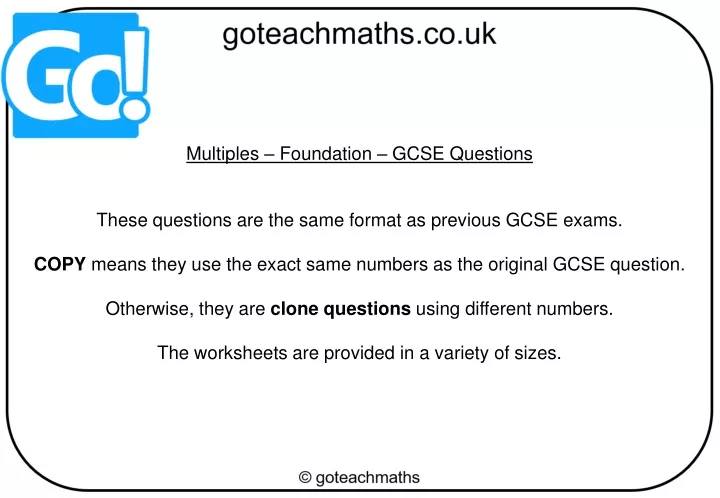 multiples foundation gcse questions these