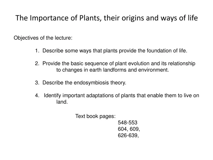 the importance of plants their origins and ways