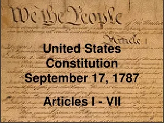 United States Constitution September 17, 1787