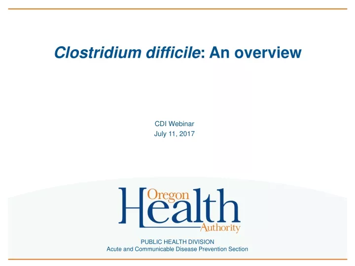 clostridium difficile an overview