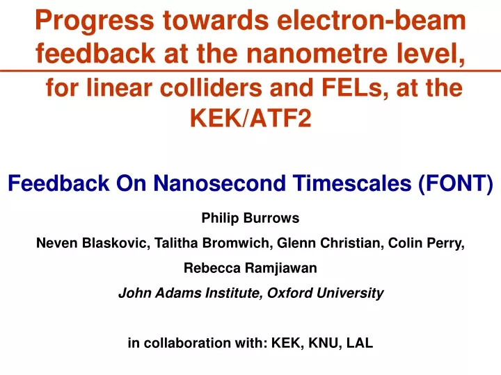 progress towards electron beam feedback