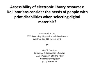Accessibility of electronic library resources:
