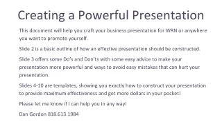 Creating a Powerful  Presentation