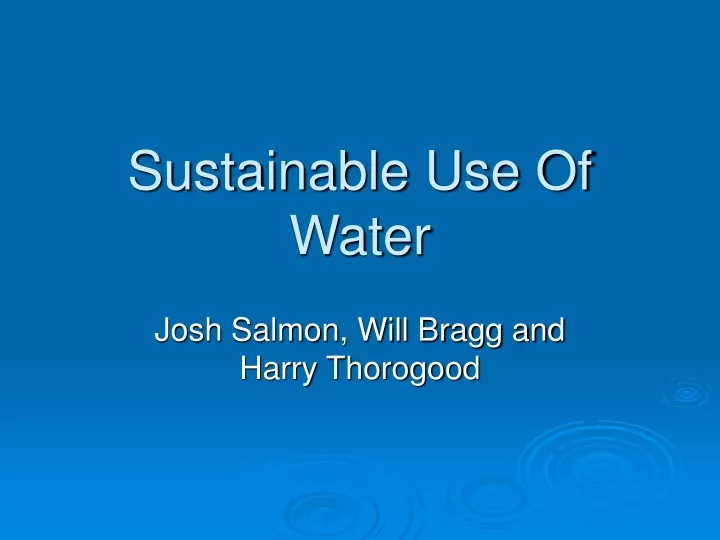 sustainable use of water