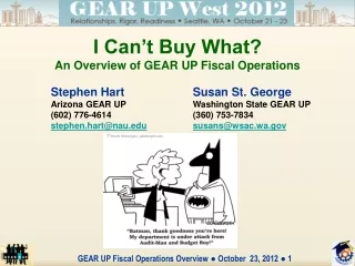 I Can’t Buy What? An Overview of GEAR UP Fiscal Operations