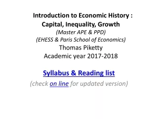 Syllabus &amp; Reading list (check  on line  for updated version)
