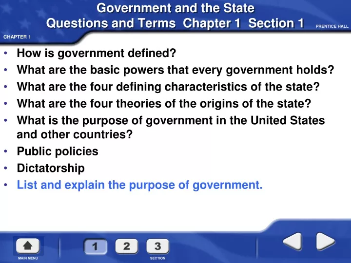 government and the state questions and terms chapter 1 section 1