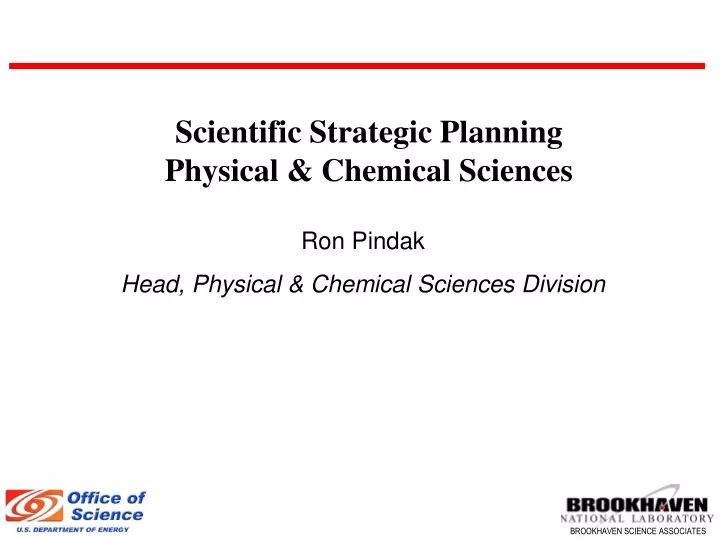 scientific strategic planning physical chemical