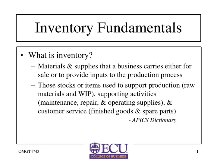 inventory fundamentals