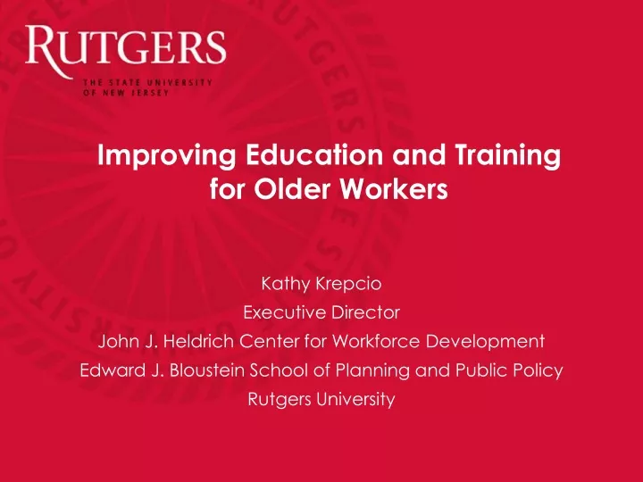 improving education and training for older workers