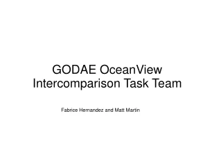 GODAE OceanView Intercomparison Task Team