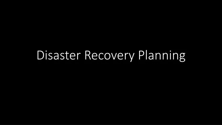 disaster recovery planning