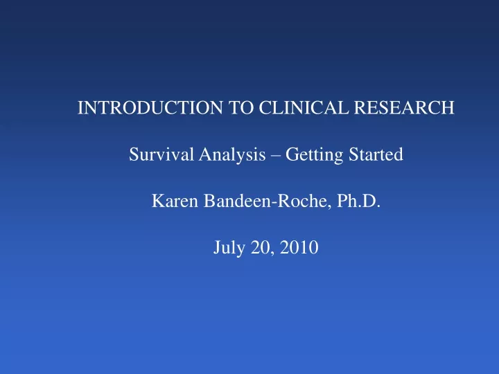 introduction to clinical research survival