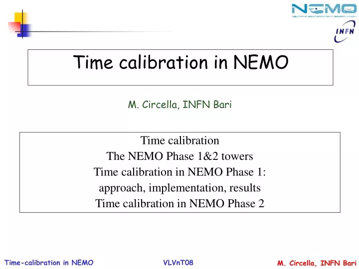 time calibration in nemo