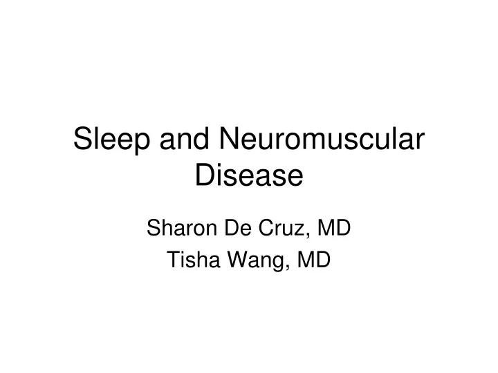 sleep and neuromuscular disease